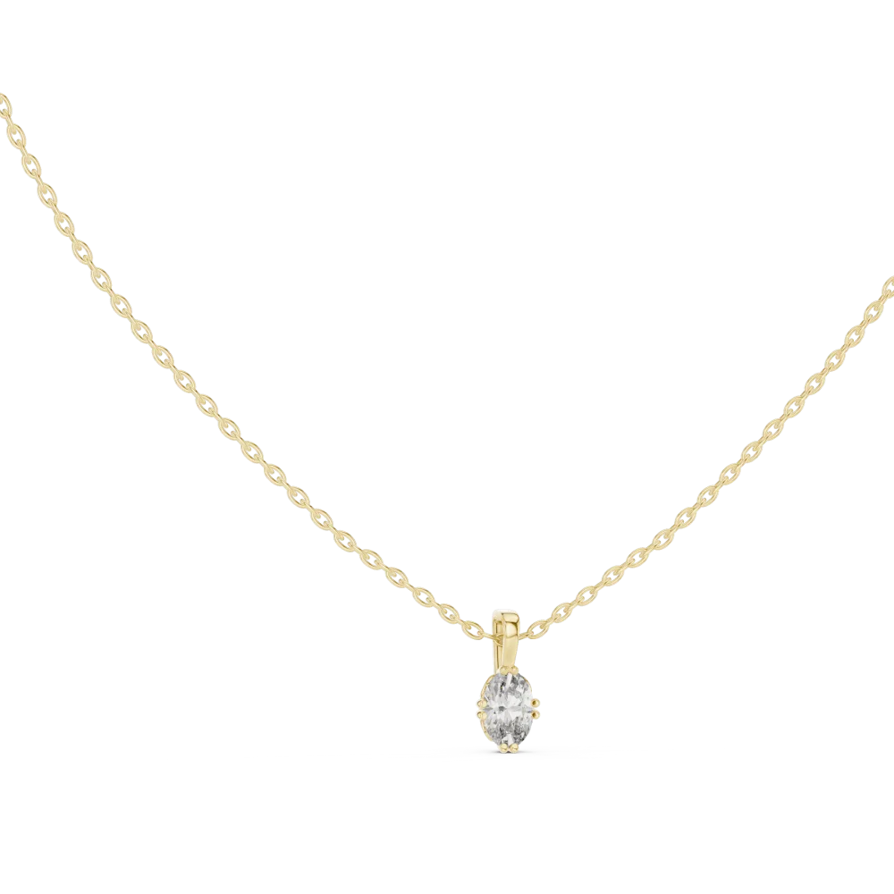 Discover the radiant beauty of our oval-cut solitaire pendant. Expertly crafted for timeless elegance, shop this sustainable luxury essential today.