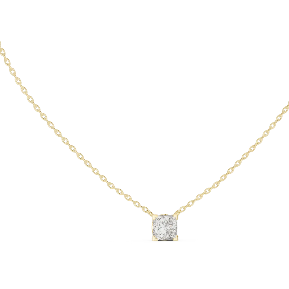 Elevate your style with this radiant princess-cut DIAMEUR solitaire pendant. A modern classic of sustainable luxury. Shop this timeless piece now.