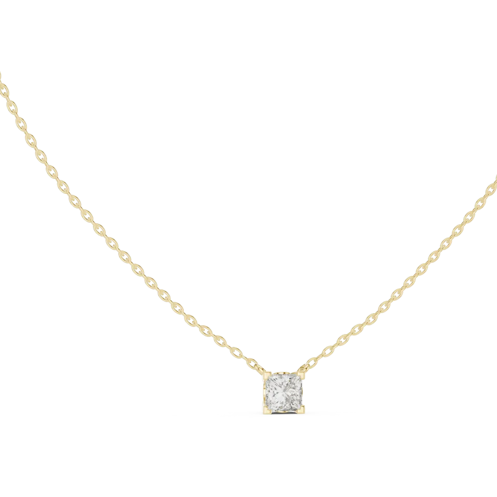 Discover the brilliance of our princess-cut DIAMEUR solitaire pendant. A modern classic defined by geometric elegance. Shop this sustainable luxury now.