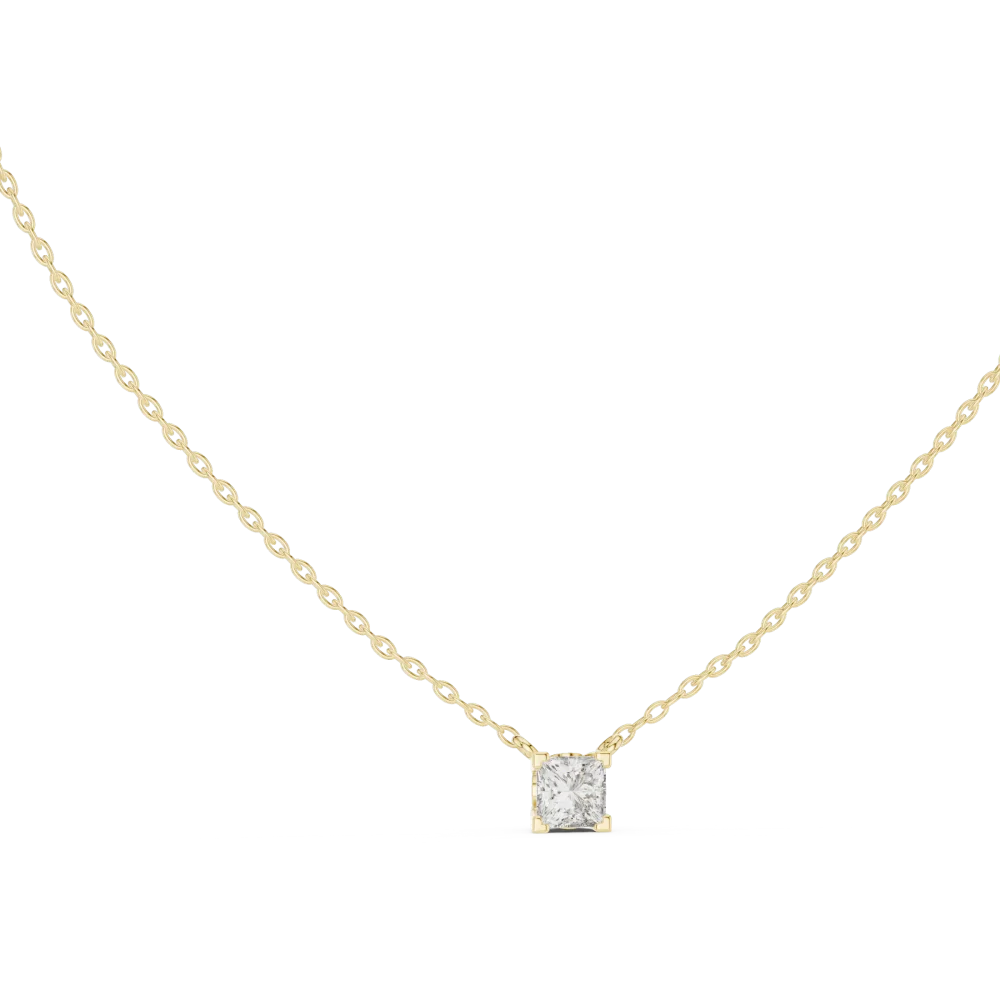 Elevate your style with this sophisticated princess-cut solitaire pendant, featuring a brilliant DIAMEUR lab-grown diamond. Shop this luxury today.