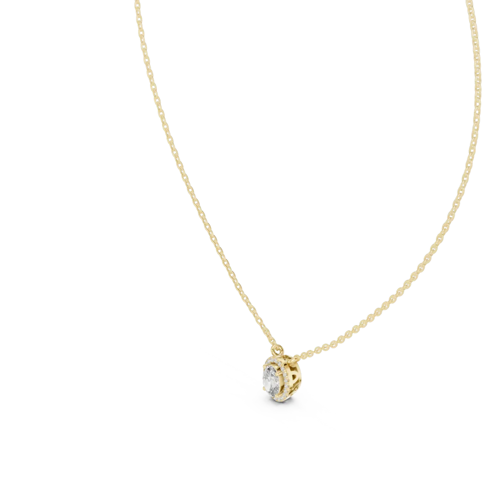 Ethereal Oval Luminary Halo Solitaire Pendant - Image 2
