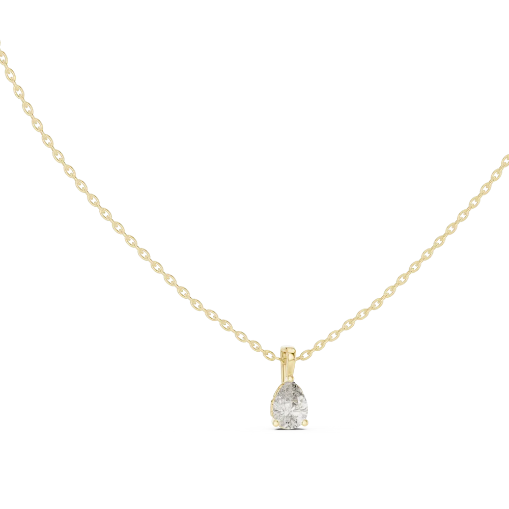 Embrace timeless grace with this pear-cut DIAMEUR solitaire pendant. A modern classic offering unmatched brilliance—shop this sustainable luxury today.