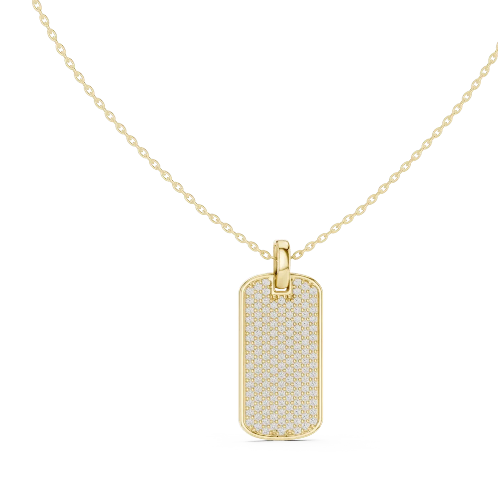 Experience the brilliant shimmer of our pavé-set lab-grown diamond dog tag pendant. A modern classic designed for effortless, high-end style. Shop now!