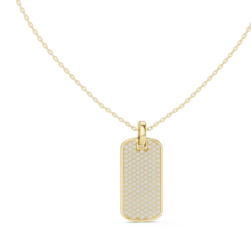 Luminary Pavé-Set Round Brilliant Diamond Dog Tag Pendant
