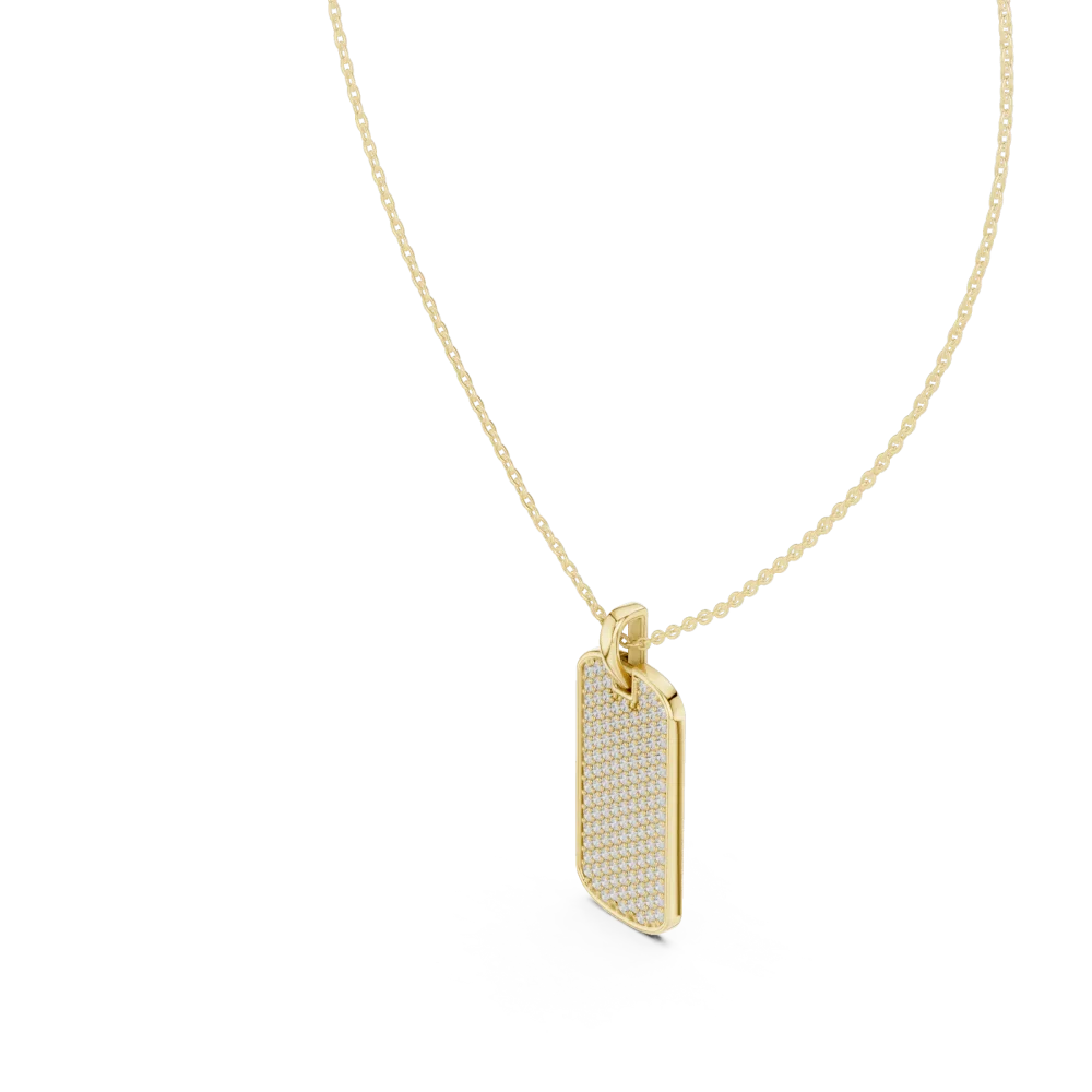 Luminary Pavé-Set Round Brilliant Diamond Dog Tag Pendant - Image 2