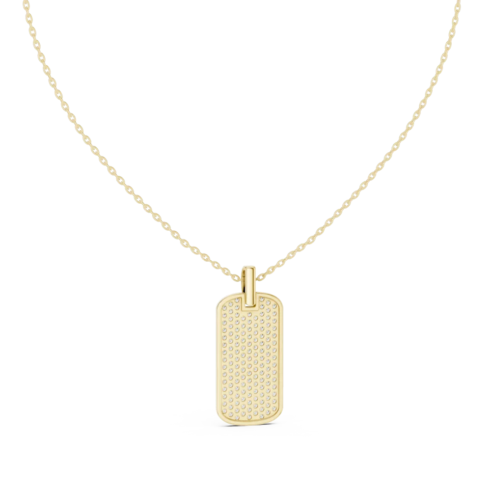 Luminary Pavé-Set Round Brilliant Diamond Dog Tag Pendant - Image 4