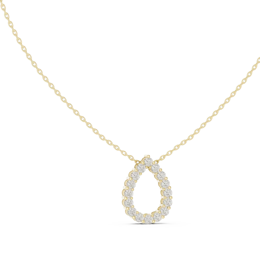 Discover the radiant beauty of our pavé-set pear silhouette pendant. Expertly crafted with lab-grown DIAMEUR diamonds. Shop this modern luxury today.