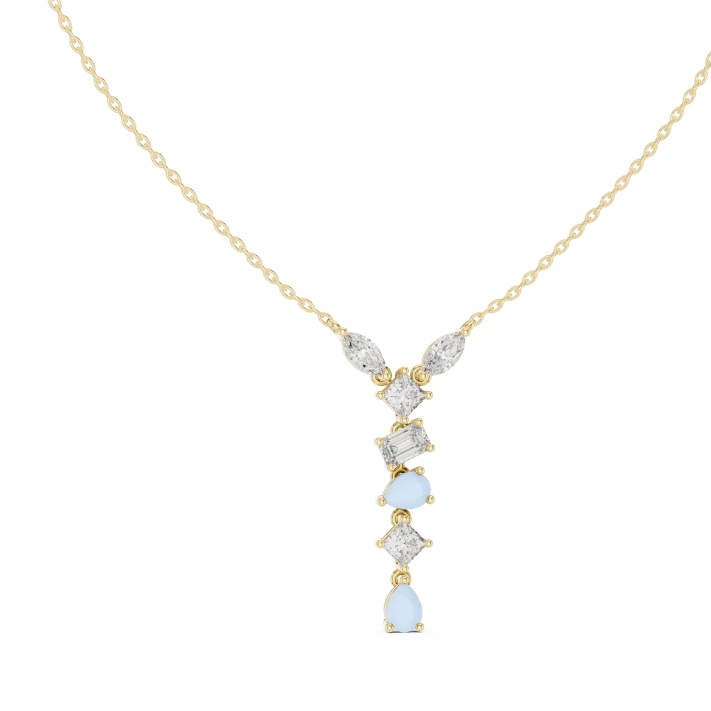 Discover the radiant beauty of this multi-shape DIAMEUR diamond pendant, an architectural masterpiece of modern luxury. Elevate your style today.