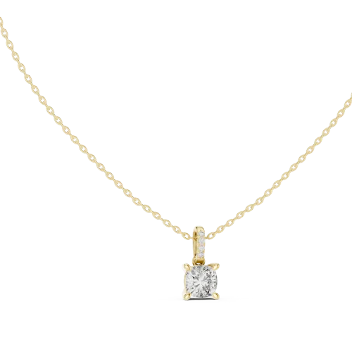 Ethereal Cushion Solitaire Architectural Pavé Pendant