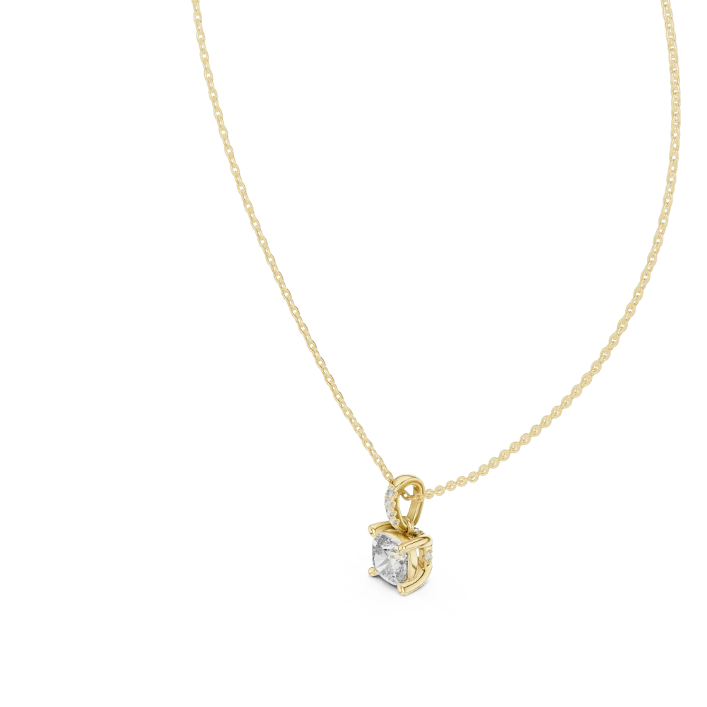 Ethereal Cushion Solitaire Architectural Pavé Pendant - Image 2