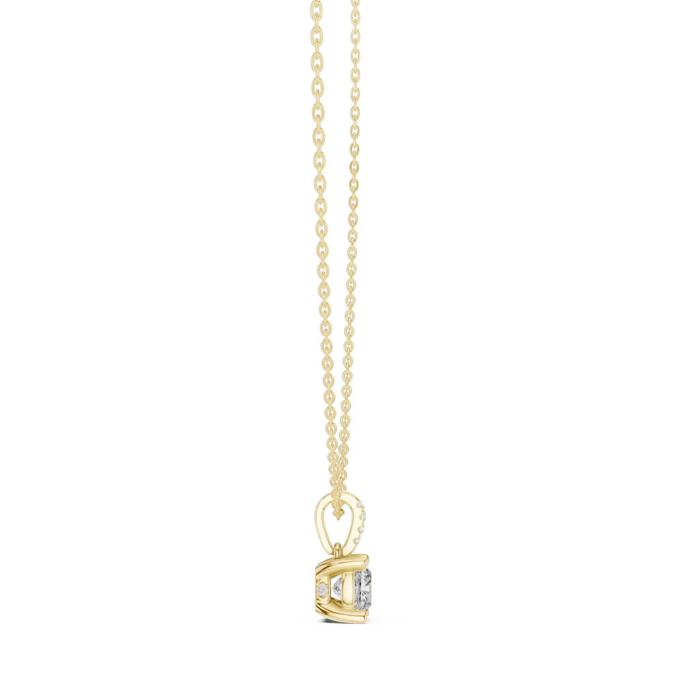 Ethereal Cushion Solitaire Architectural Pavé Pendant - Image 3