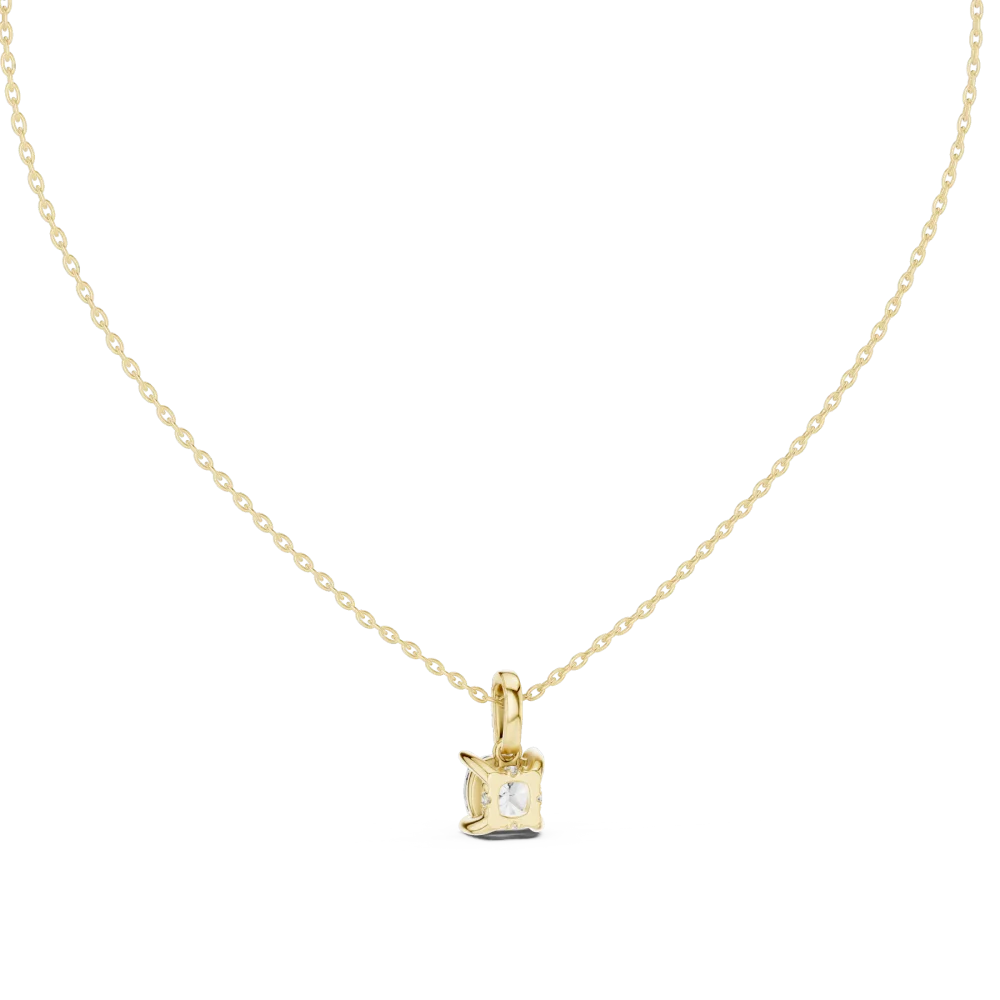 Ethereal Cushion Solitaire Architectural Pavé Pendant - Image 4