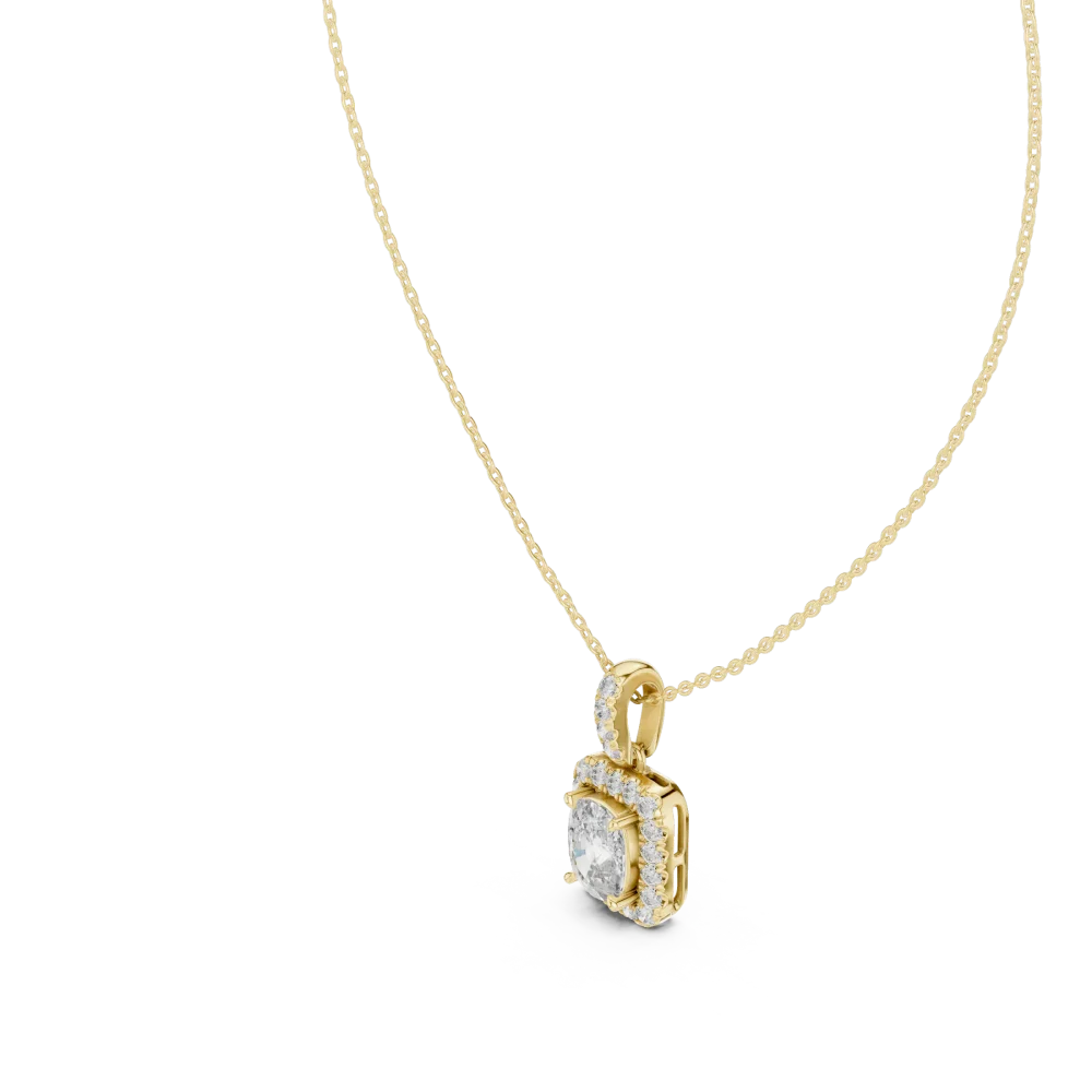 Luminary Cushion Halo Solitaire Pendant - Image 2
