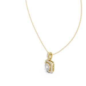 Luminary Cushion Halo Solitaire Pendant - Image 2
