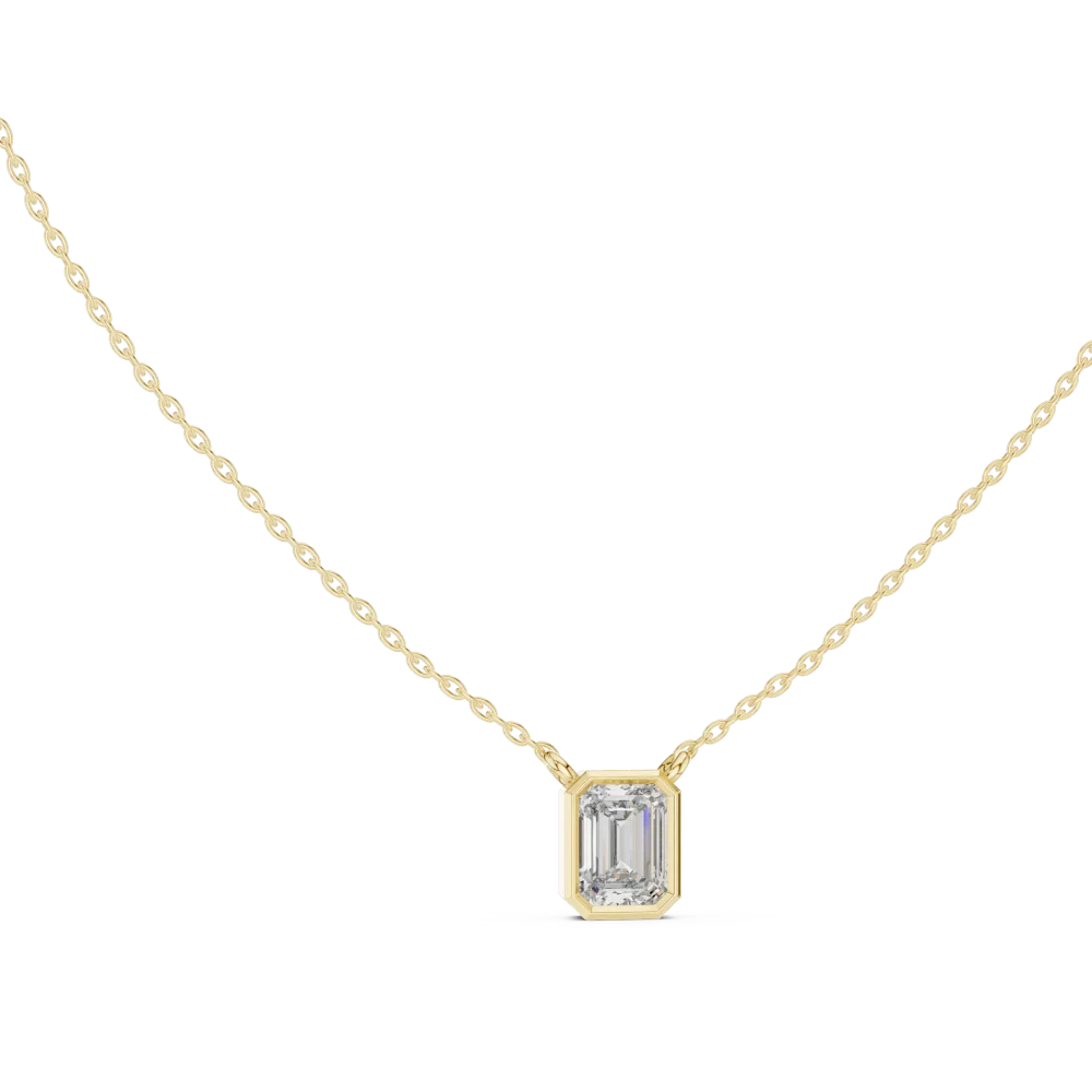 Experience modern elegance with this emerald-cut DIAMEUR lab-grown diamond pendant. A timeless solitaire design, expertly crafted for pure radiance.