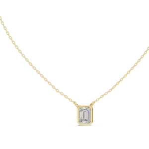 Architectural Emerald Cut Bezel-Set Solitaire Pendant