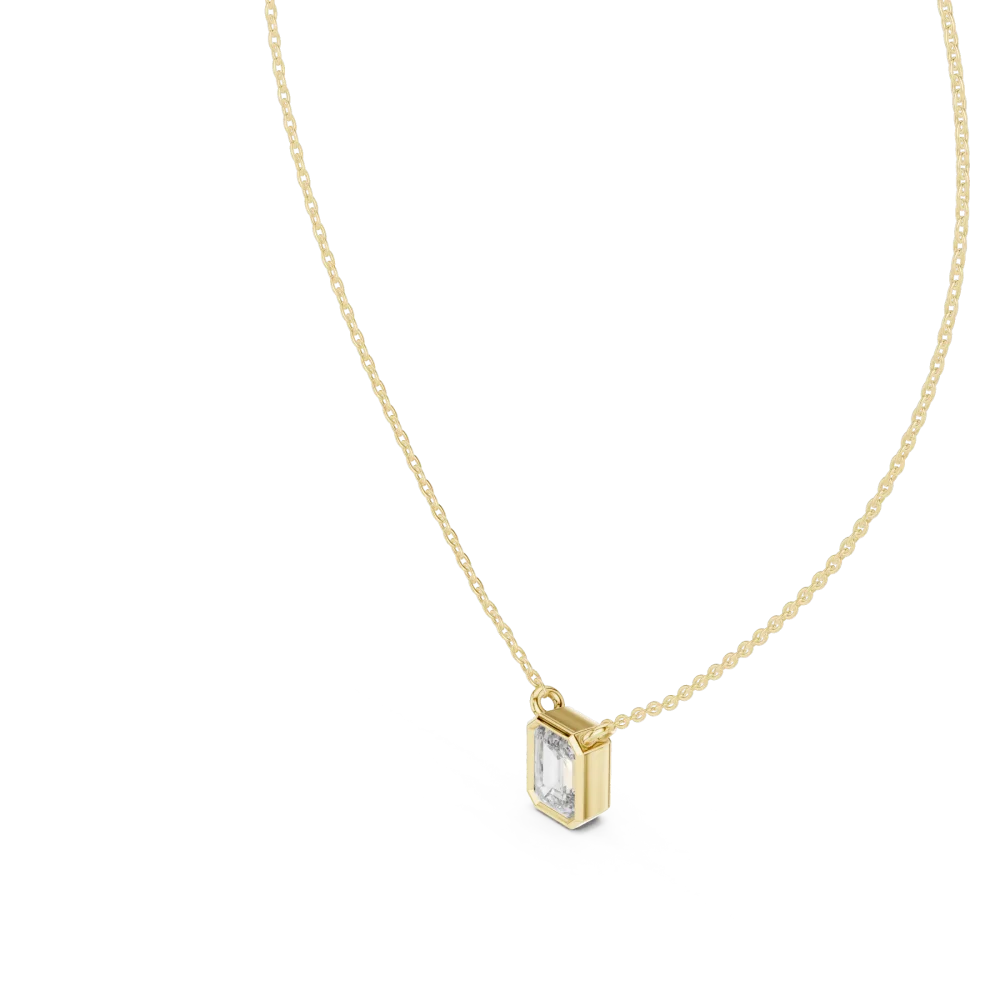 Architectural Emerald Cut Bezel-Set Solitaire Pendant - Image 2