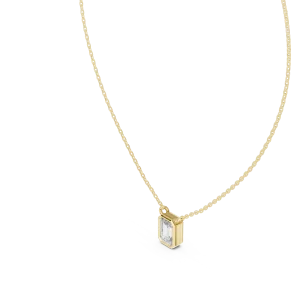 Architectural Emerald Cut Bezel-Set Solitaire Pendant - Image 2