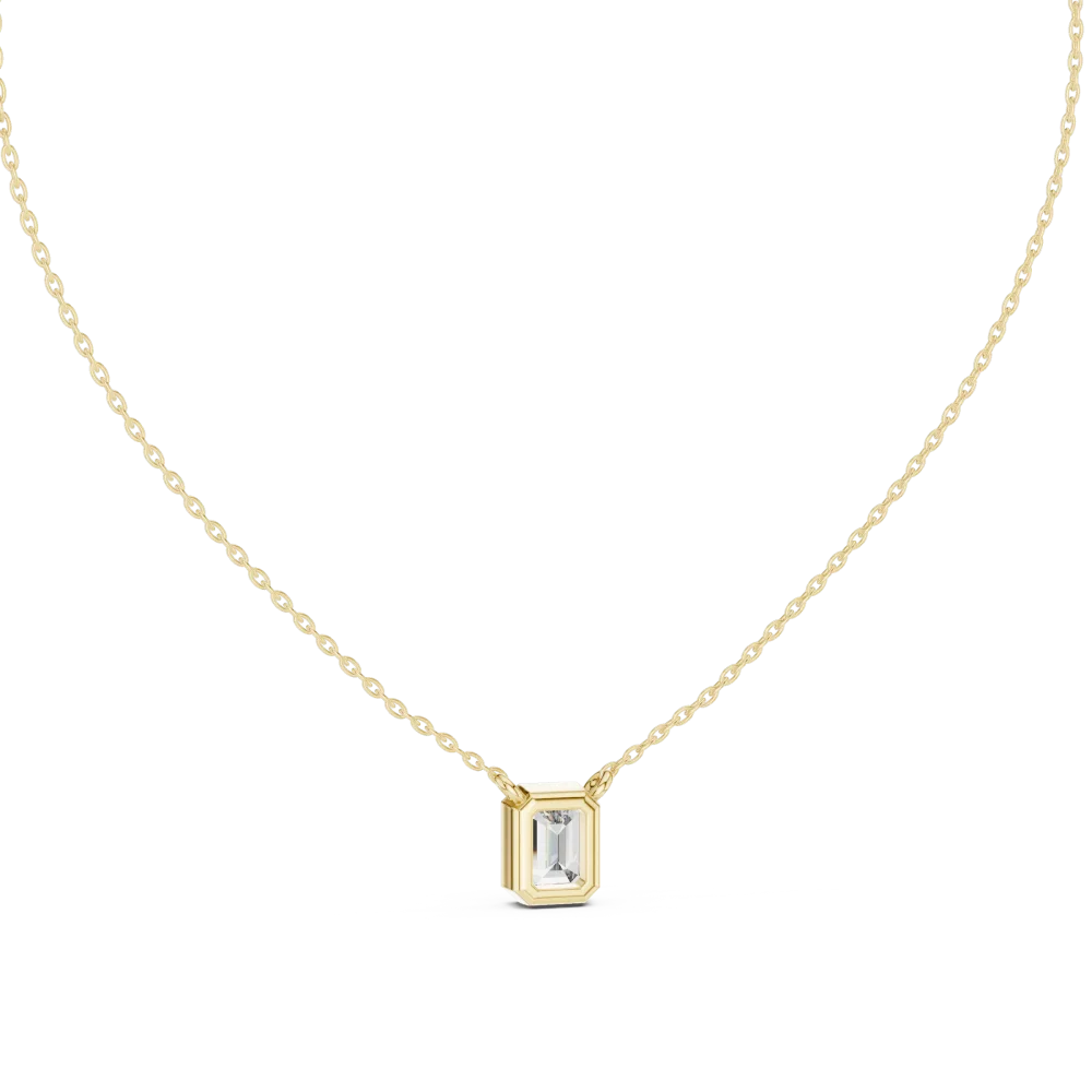 Architectural Emerald Cut Bezel-Set Solitaire Pendant - Image 4