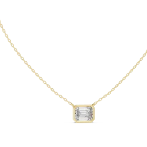 Symmetry Emerald Cut Bezel Solitaire Statement Pendant