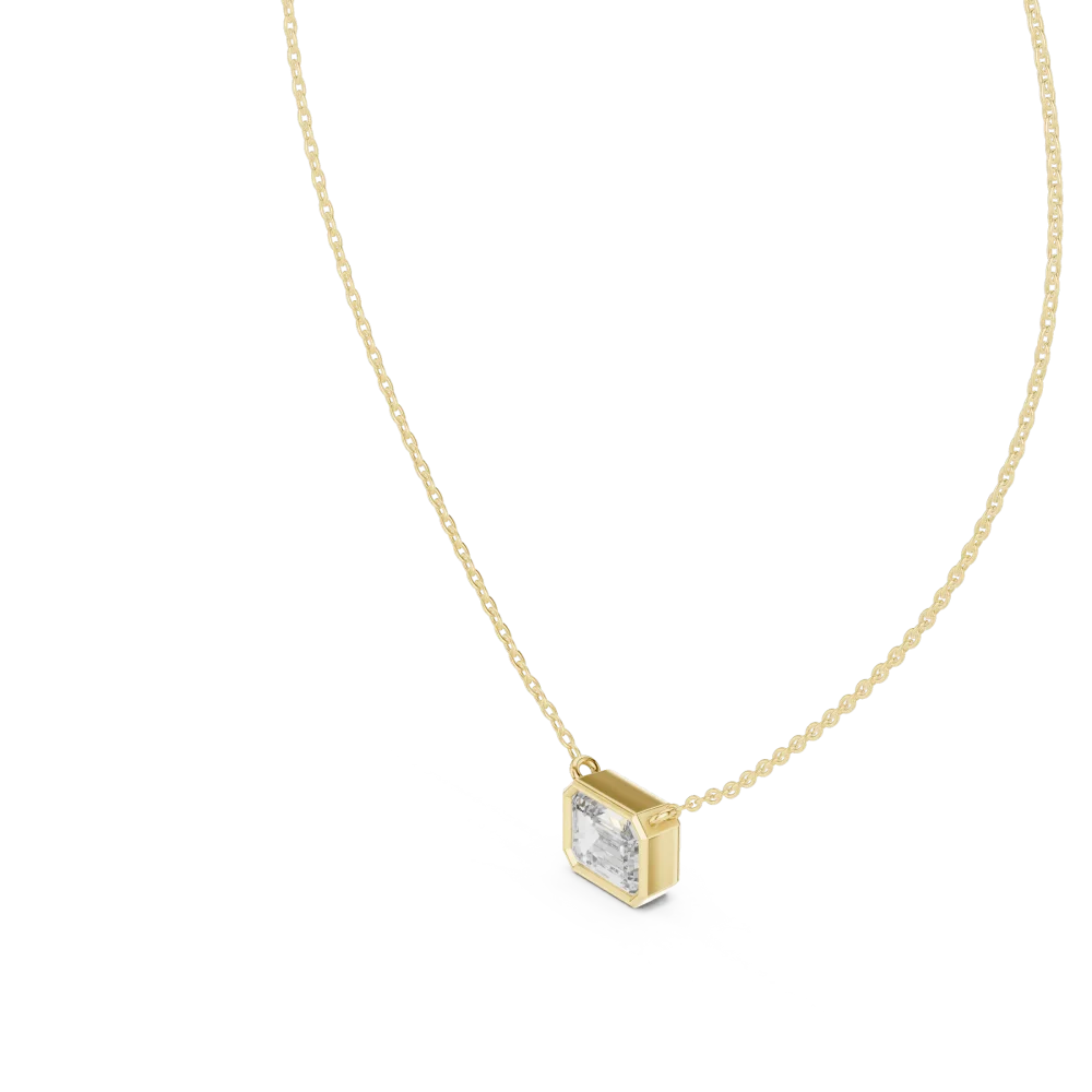 Symmetry Emerald Cut Bezel Solitaire Statement Pendant - Image 2