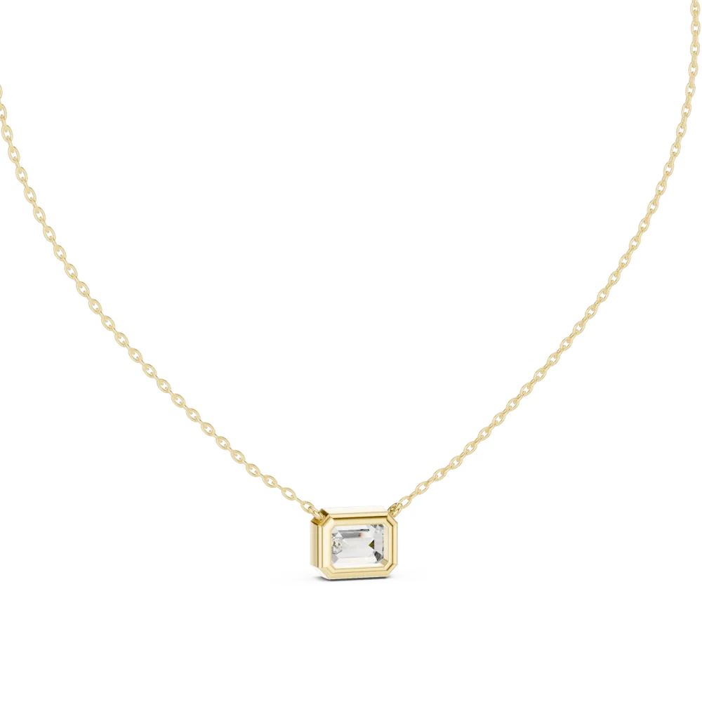Symmetry Emerald Cut Bezel Solitaire Statement Pendant - Image 4