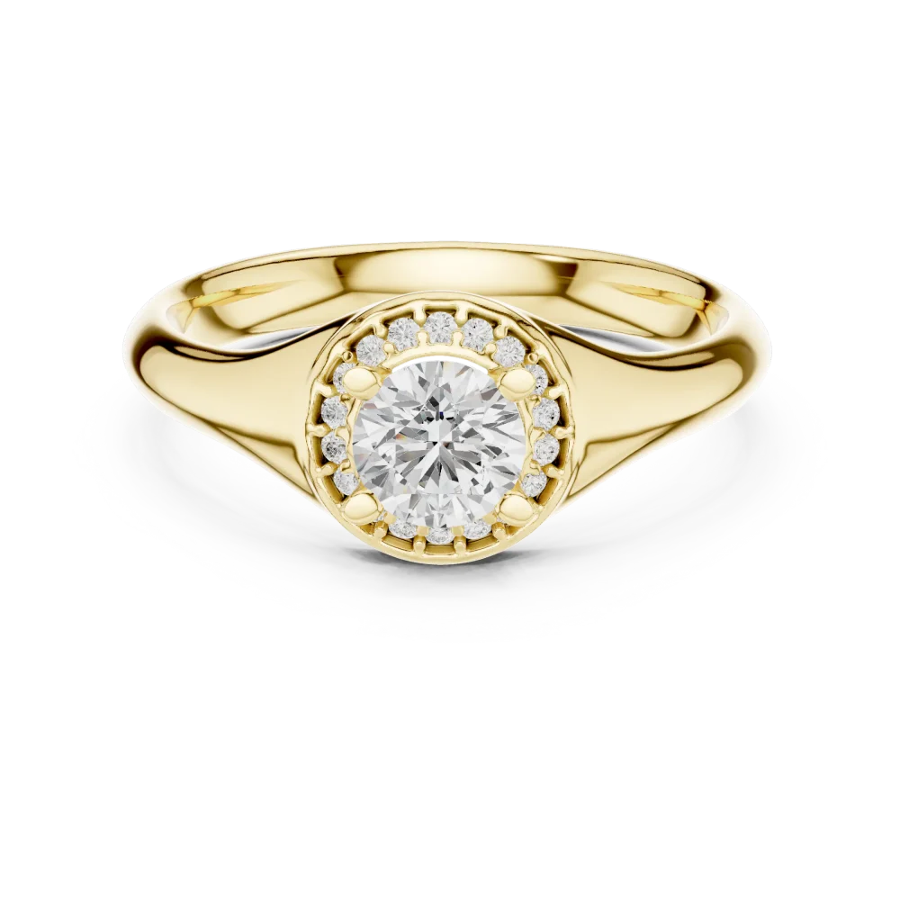Luminary Round Brilliant Pavé-Set Halo Solitaire Ring - Image 2