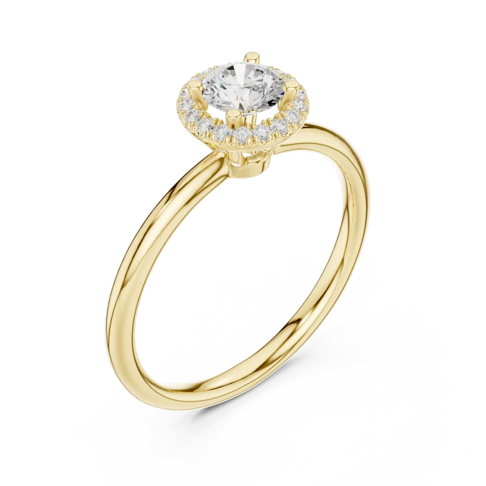 Celebrate forever with the Luminary Round Halo Solitaire Ring. Featuring a brilliant DIAMEUR diamond, this sustainable luxury piece shines. Shop now.