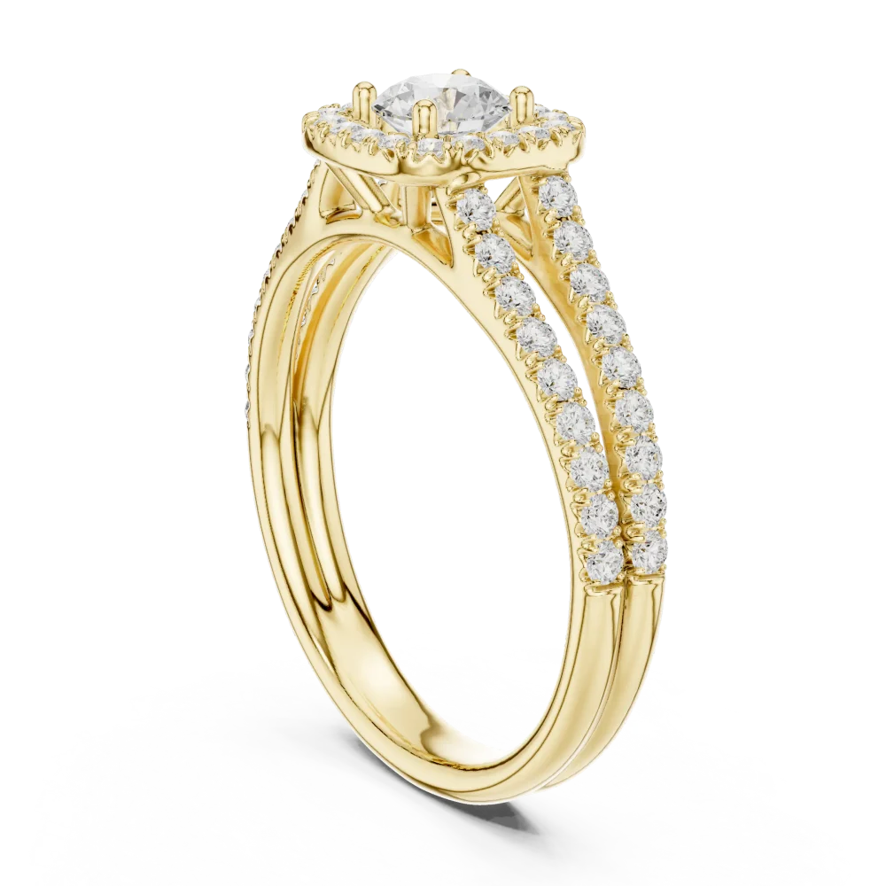 Luminary Round Brilliant Pavé-Set Split Shank Solitaire Ring - Image 3