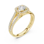 Luminary Round Brilliant Pavé-Set Split Shank Solitaire Ring
