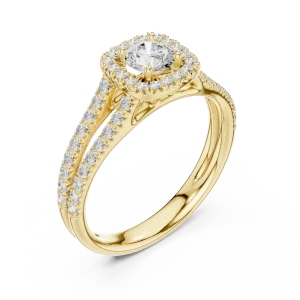 Luminary Round Brilliant Pavé-Set Split Shank Solitaire Ring