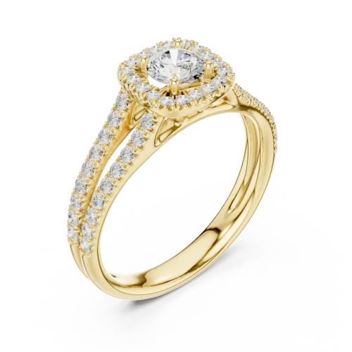 Luminary Round Brilliant Pavé-Set Split Shank Solitaire Ring