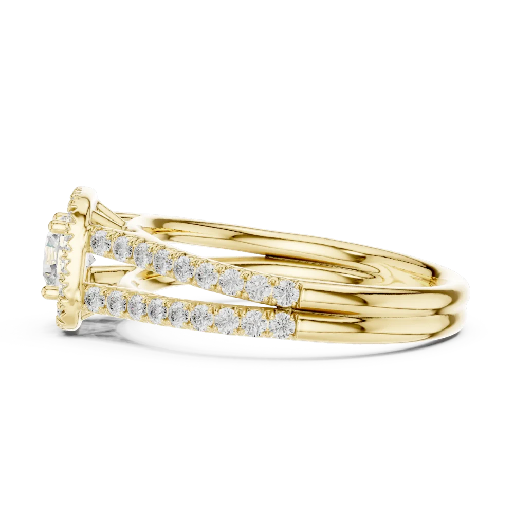 Luminary Round Brilliant Pavé-Set Split Shank Solitaire Ring - Image 4
