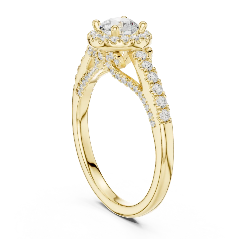 Luminary Round Brilliant Pavé-Set Halo Solitaire Ring - Image 3