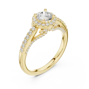 Luminary Round Brilliant Pavé-Set Halo Solitaire Ring