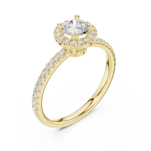 Luminary Round Brilliant Pavé-Set Halo Solitaire Ring
