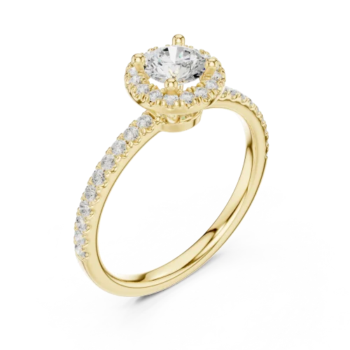 Luminary Round Brilliant Pavé-Set Halo Solitaire Ring
