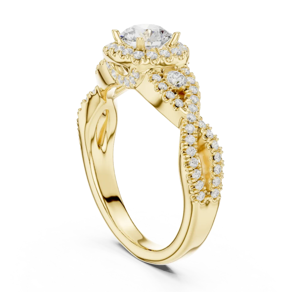 Luminary Round Brilliant Pavé-Set Twisted Solitaire Ring - Image 3