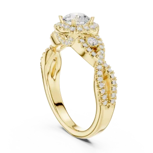 Luminary Round Brilliant Pavé-Set Twisted Solitaire Ring - Image 3