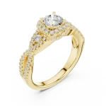 Luminary Round Brilliant Pavé-Set Twisted Solitaire Ring