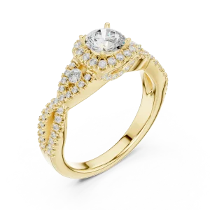 Luminary Round Brilliant Pavé-Set Twisted Solitaire Ring