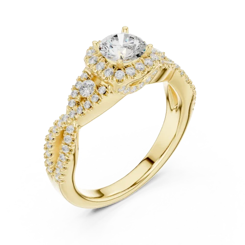 Luminary Round Brilliant Pavé-Set Twisted Solitaire Ring
