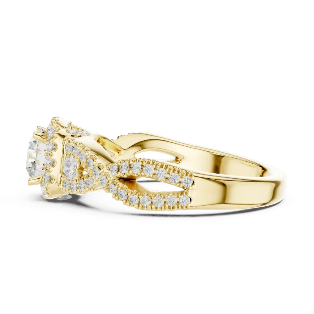 Luminary Round Brilliant Pavé-Set Twisted Solitaire Ring - Image 4