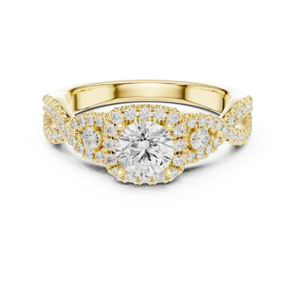 Luminary Round Brilliant Pavé-Set Twisted Solitaire Ring - Image 2
