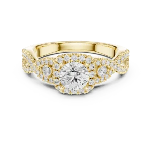 Luminary Round Brilliant Pavé-Set Twisted Solitaire Ring - Image 2