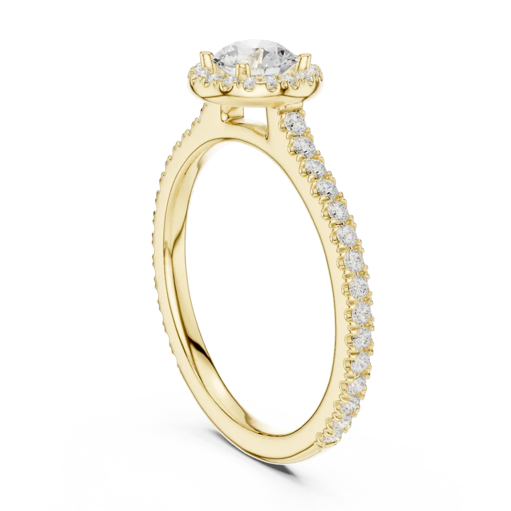 Luminary Round Brilliant Pavé-Set Halo Solitaire Ring - Image 3