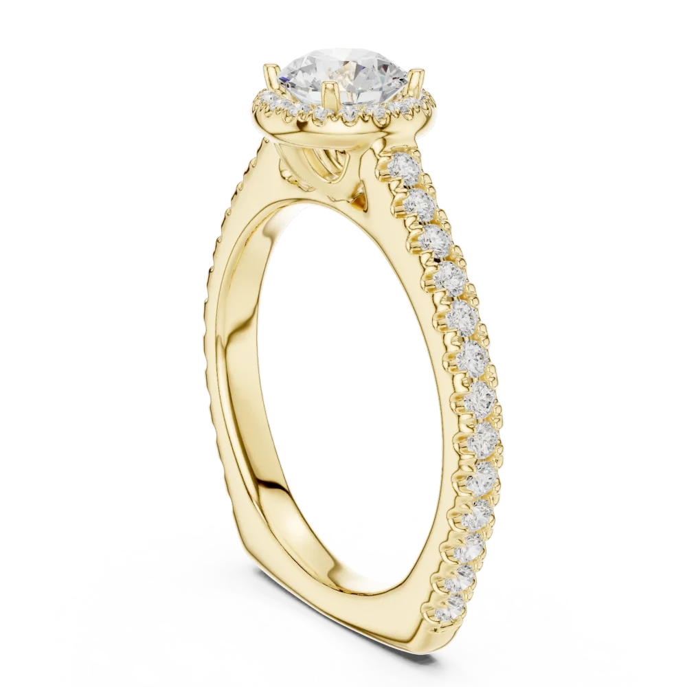 Luminary Round Brilliant Pavé-Set Halo Solitaire Ring - Image 3