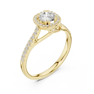 Luminary Round Brilliant Pavé-Set Halo Solitaire Ring