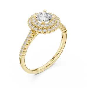 Luminary Round Brilliant Double Halo Solitaire Ring
