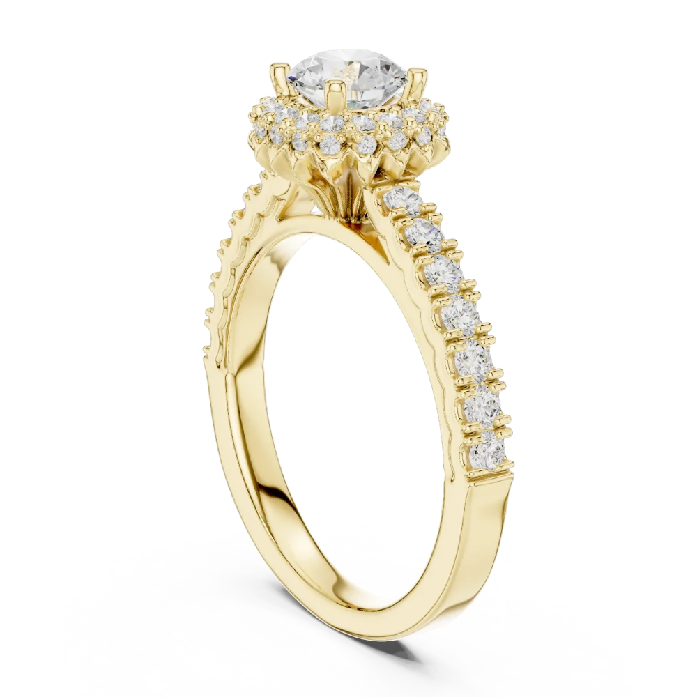 Luminary Round Brilliant Pavé-Set Halo Solitaire Ring - Image 3